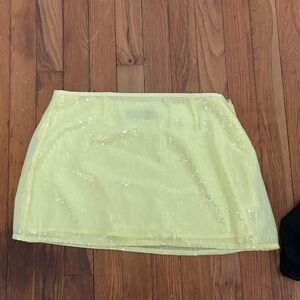 White Fox Boutique Lemon Sequin Mini Skirt